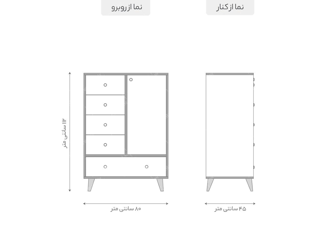 عکس دراور و کمد کوچک ام دی اف مدل DP42